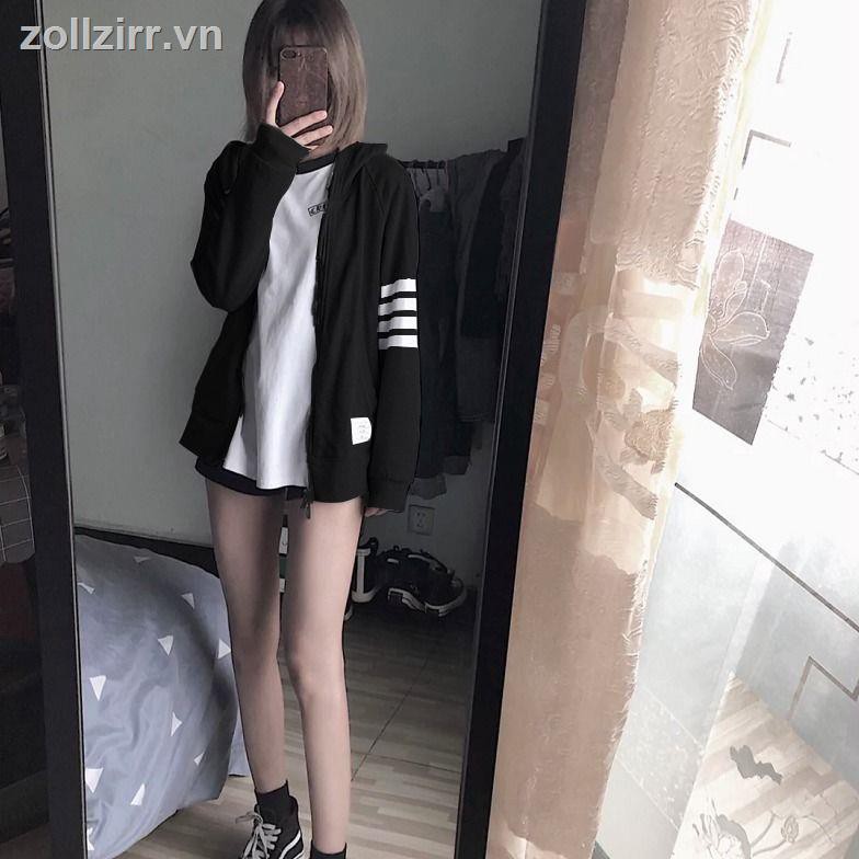 Áo hoodie tay dài bằng vải nỉ có dây kéo xinh xắn thoải mái | BigBuy360 - bigbuy360.vn