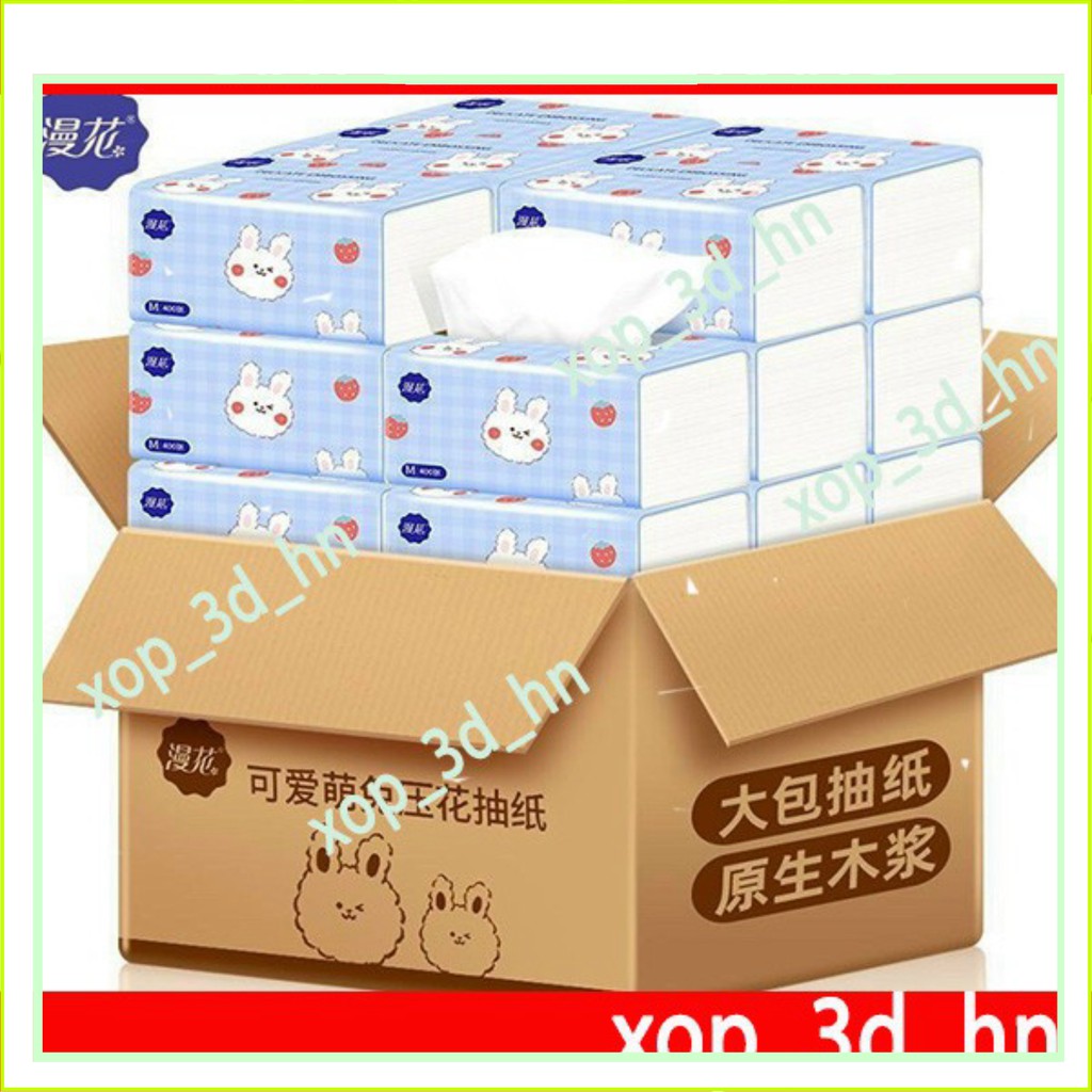 Thùng 40 Gói giấy ăn Thỏ -Gau trắng siêu trắng, siêu mịn