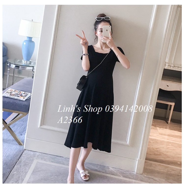 Váy Bầu Đầm Bầu Xinh Thun Trơn A2366
