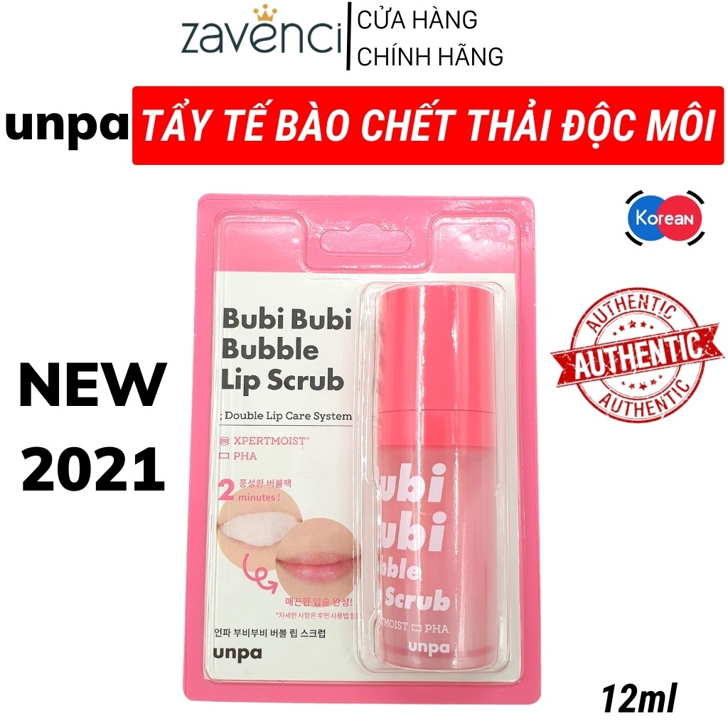 Tẩy Da Chết Môi UNPA Bubi Bubi Lip Sủi Bọt Thải Độc Môi Dạng Gel Chính Hãng Hàn Quốc (12ml)