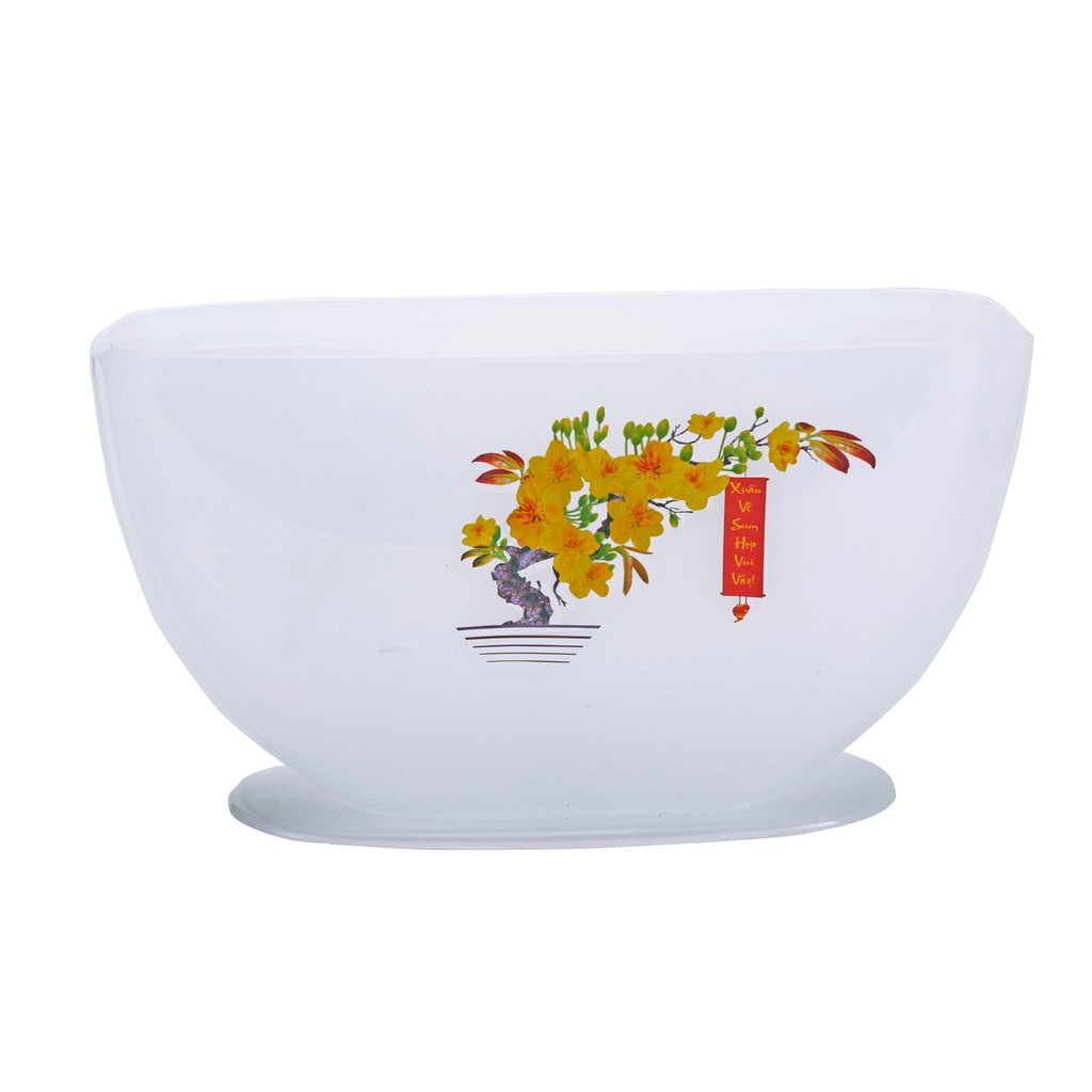 Bộ 2 tô nhúng bánh tráng 3 ngăn Prota lớn hoa mai