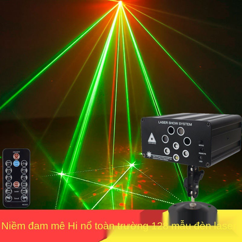 ✓✁Yushenghang 8 lỗ 128 hình ảnh thanh ánh sáng màu điều khiển bằng giọng nói KTV flash đèn laser sân khấu trang t