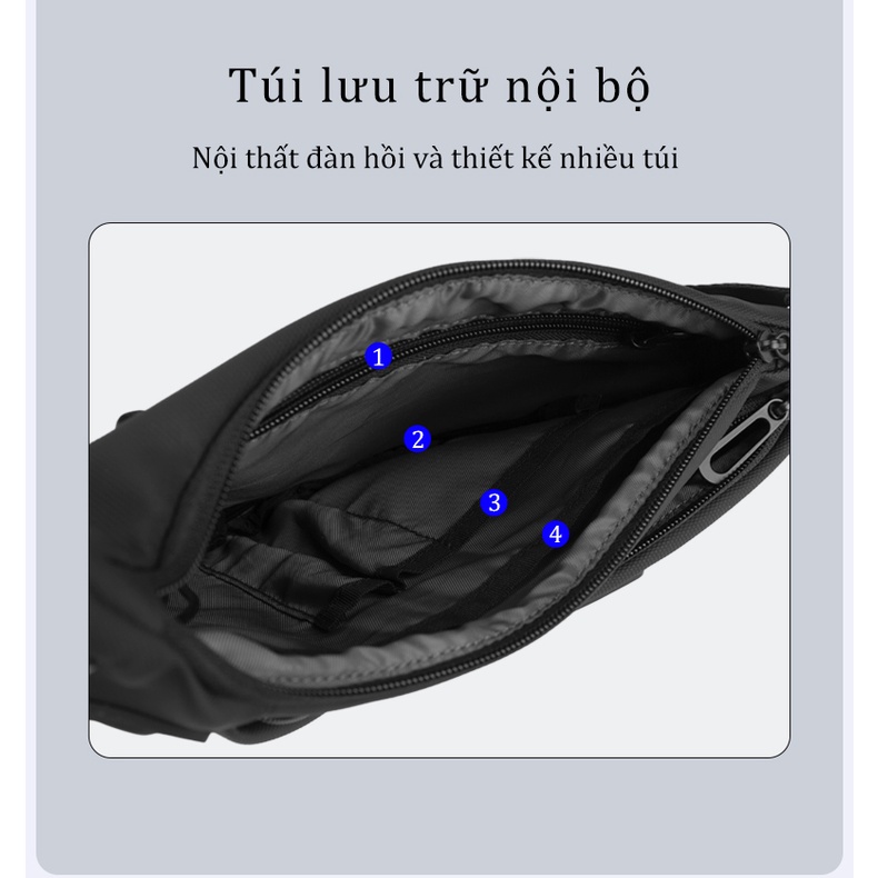 Túi Đeo Chéo Vải Canvas Màu Đen Phong Cách Thể Thao Chống Mòn Thời Trang Cho Nam