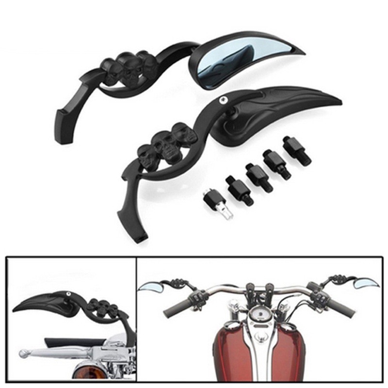 Gương Chiếu Hậu Mạ Chrome Hình Đầu Lâu Thông Dụng Có Thể Điều Chỉnh Cho Xe Máy