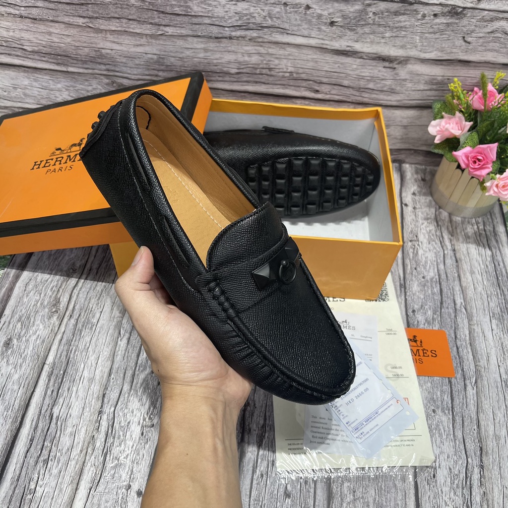 Giày lười nam HM đế âm khâu 1 bản chắc chán, giày tây công sở cao cấp Lux Store