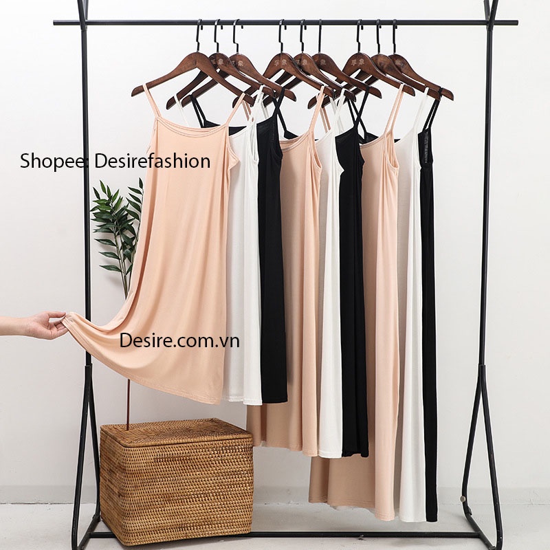 Đầm hai dây - Váy đầm mặc lót thun modal  dáng suông cổ thuyền Desire VNN-0044N