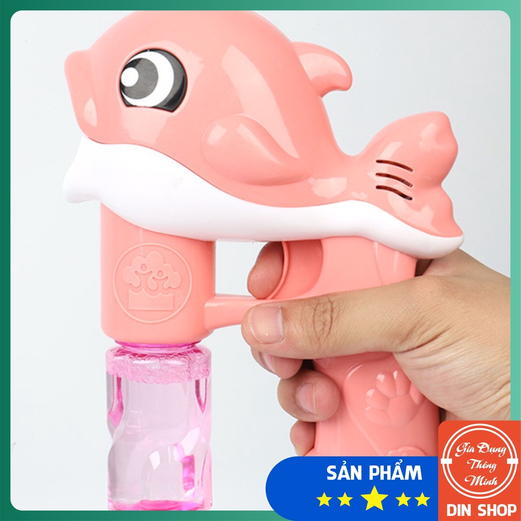 Cá heo thổi bong bóng ❤️CÓ ĐÈN❤️ Súng đồ chơi bắn bong bóng xà phòng hình cá heo có đèn cho bé