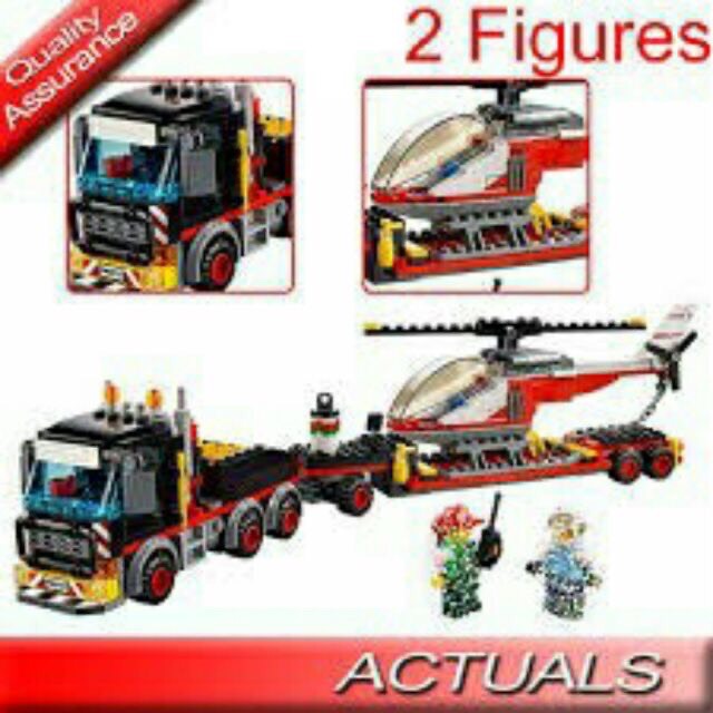 Lego cities LEGO CHO BÉ TRAI 322 chi tiết- xe conterner chở trực thăng