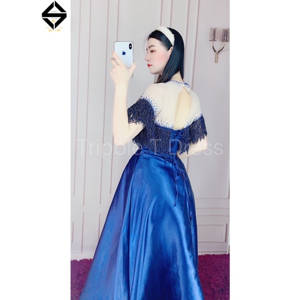 Đầm body dạ hội dự tiệc kết cườm đá gương TRIPBLE T DRESS tặng kèm hoa cổ - size S/M/L - MS295Y
