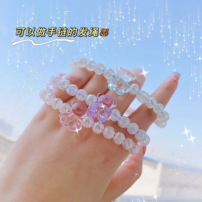 Dây buộc tóc co giãn đính hạt pha lê nhiều màu phong cách Hàn Quốc cho nữ