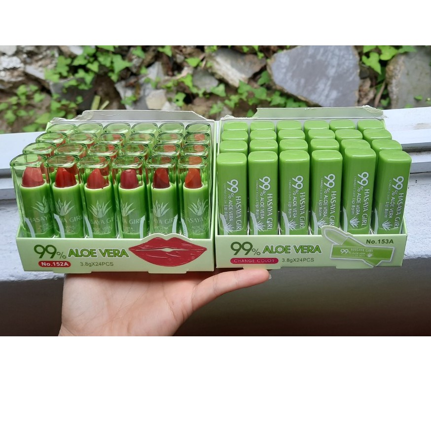 Hộp 24 cây Son dưỡng môi Nha đam Hasaya Girl Vera 99% Thái Lan
