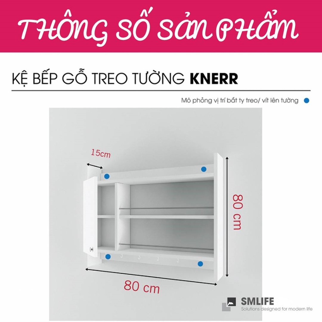 Kệ gỗ treo tường nhà bếp SMLIFE Knerr