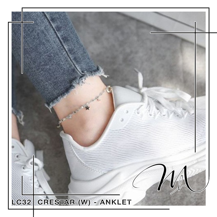 Lắc chân nữ xinh Titan không gỉ dây xoắn hình trăng sao xen kẽ độc đáo - Măng’s House LC32