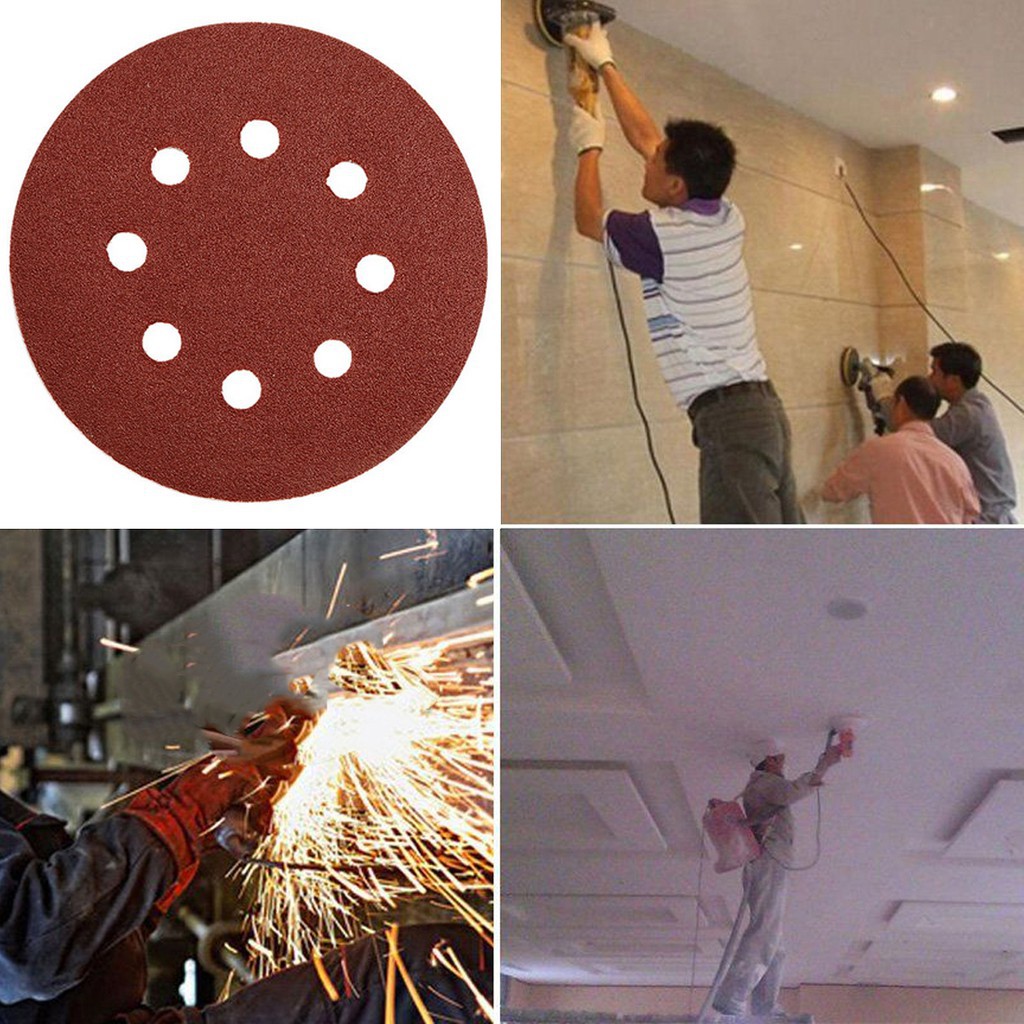 1 pcs tờ giấy nhám 5" với 8 lỗ 125mm tự dính dành cho chế biến gỗ