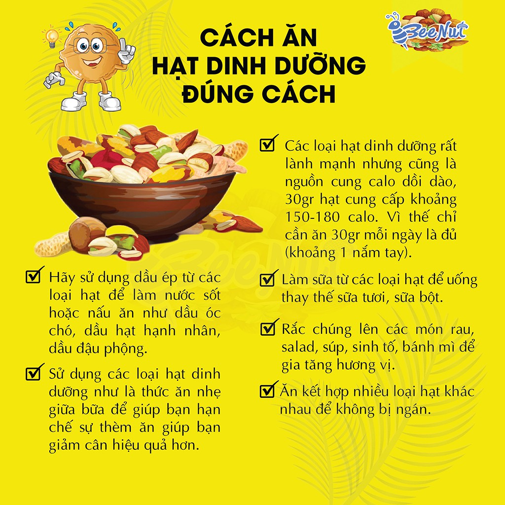 Nhân hạt bí xanh ấn độ (500g) Hạt bị rang đã tách vỏ Hạt bí sống làm sữa hạt Hạt dinh dưỡng BeeNut