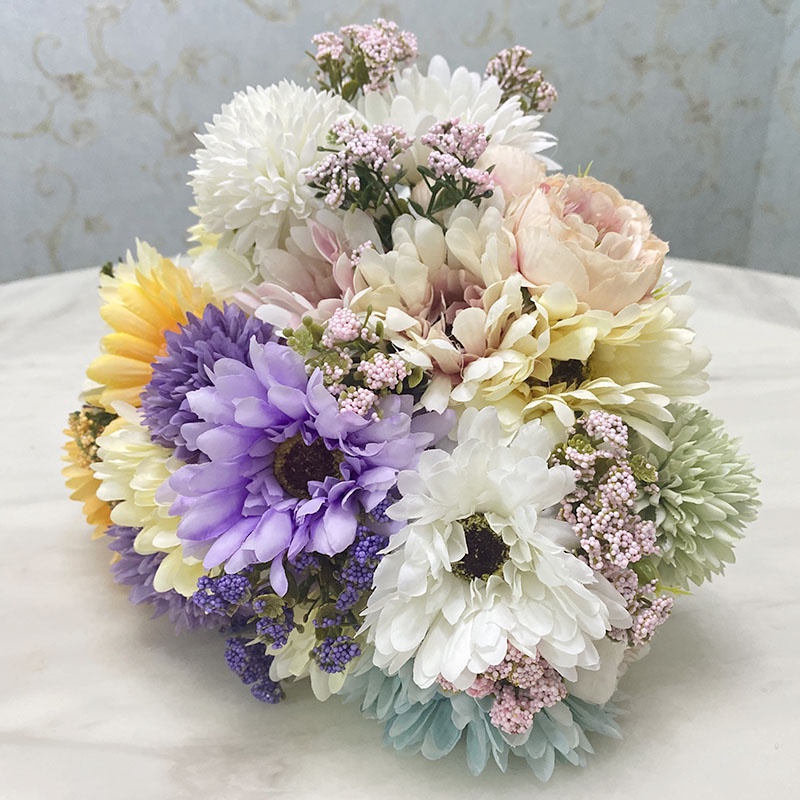 1 Bó 6 Bông Hoa Hồng Gypsophila Bồ Công Anh Trang Trí Nhà Cửa