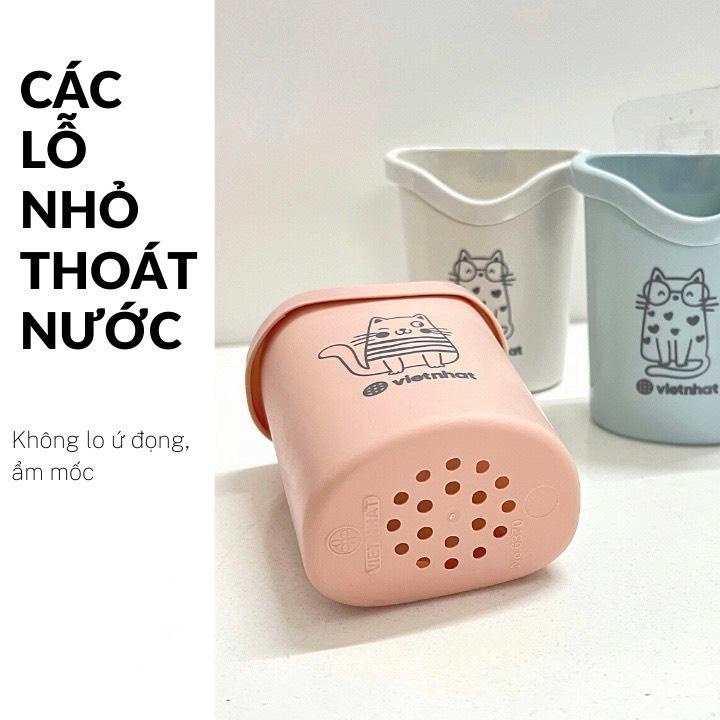 Cốc dán tường tiện ích Việt Nhật 6370 - Cốc đựng bàn chải, kem đánh răng có lỗ thoát nước