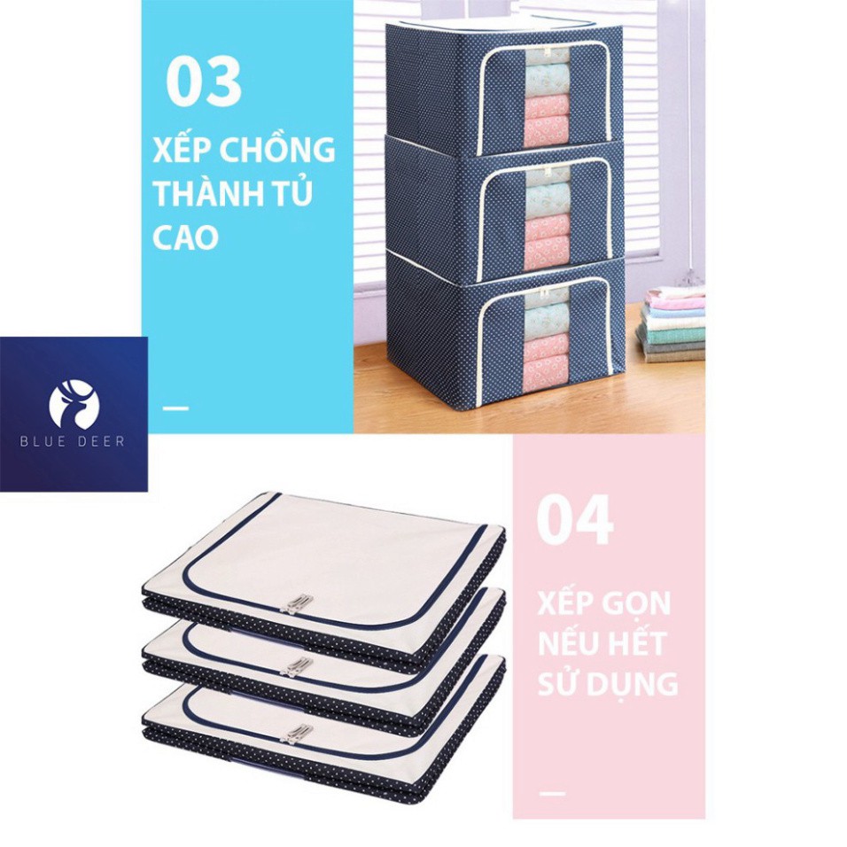 HỘP ĐỰNG QUẦN ÁO KHUNG THÉP 72L – BLUE DEER - Bánh Hẹ Shop