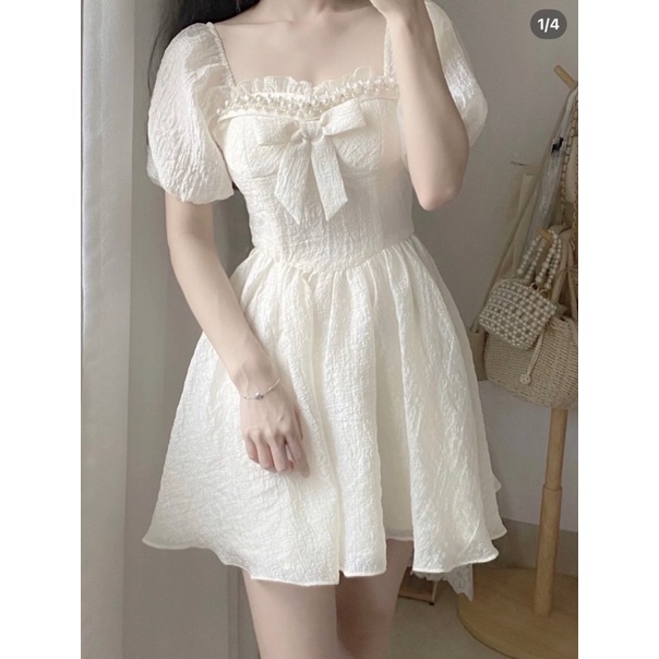 ĐẦM NƠ KEM BÈO NGỰC CHẠY HẠT TAY BỒNG - 3 MÀU