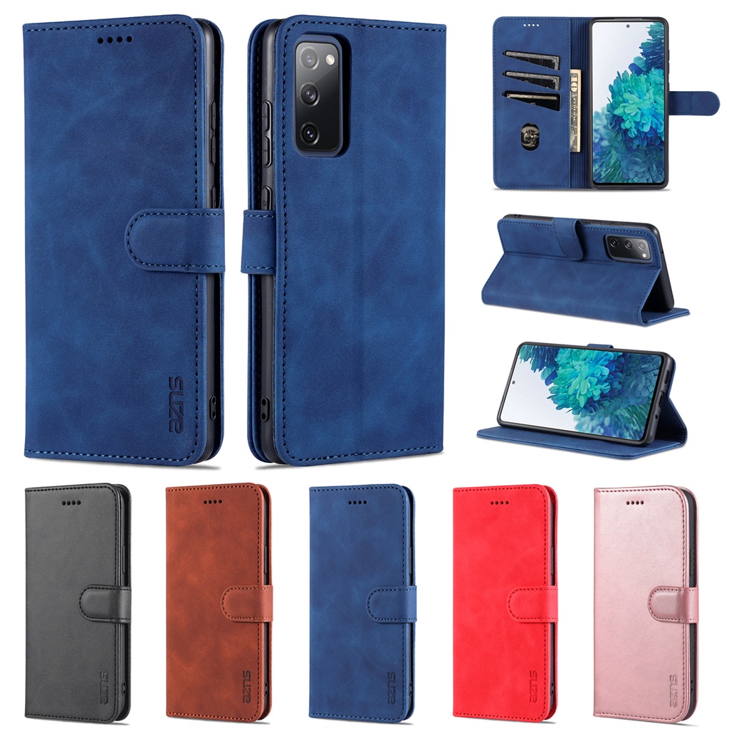 Ốp lưng điện thoại dạng ví da lật dành cho Samsung Galaxy A02 A02S A03S S20 FE S21 FE S21 Plus Ultra Note 20