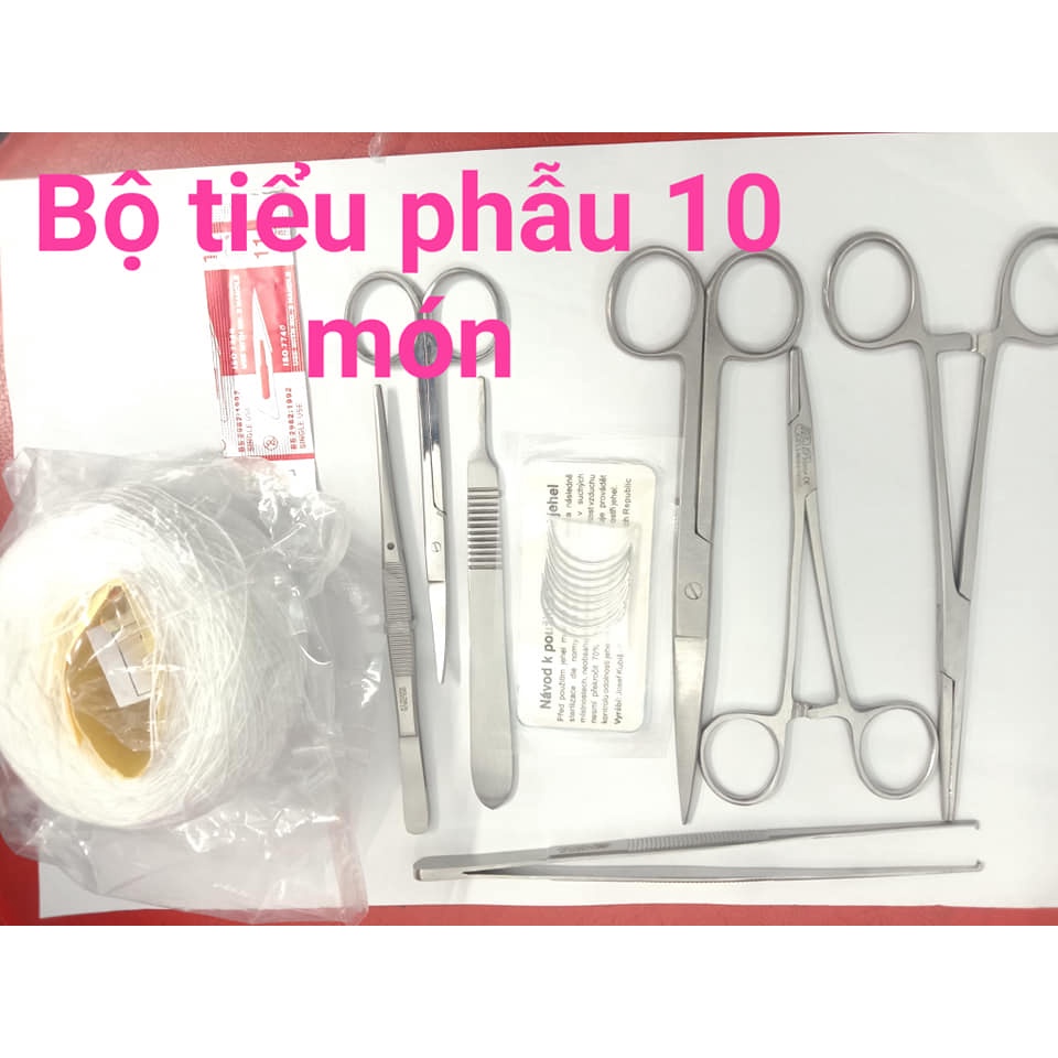 Bộ tiểu phẫu sinh viên y khoa (Bộ phẫu thuật thực hành) 10 món và miếng da tập khâu