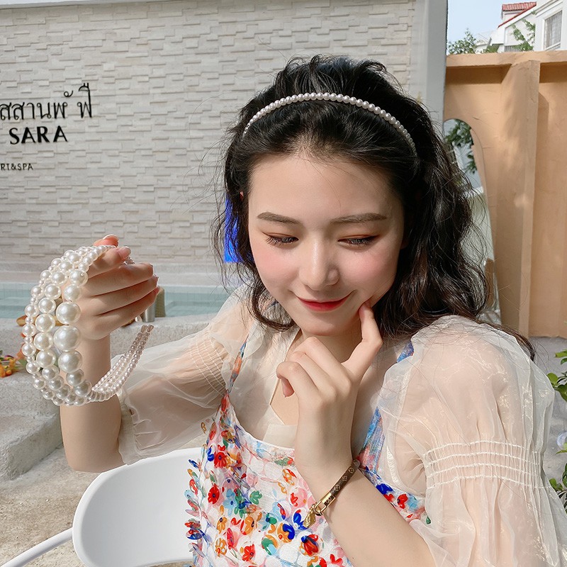 Băng đô cài tóc ngọc trai nhân tạo Hàn Quốc Bờm Tóc Đính Đá Cute Cho Bé Cô Dâu B13