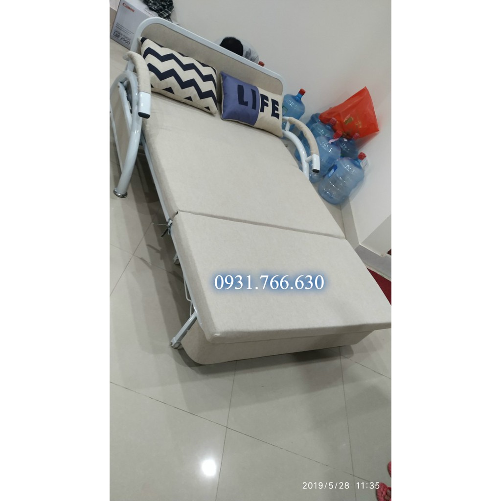 Giường sofa gấp gọn thành ghế,Ghế sofa,Giường sofa 1m6 x 1m9 màu kem,màu xám