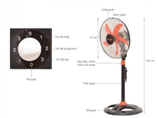 Quạt đứng Senko DTS1607, lồng đen senko