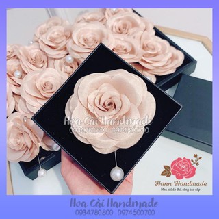 Hoa cài áo ⚡𝑭𝒓𝒆𝒆𝒔𝒉𝒊𝒑⚡️ Hoa Cài Áo Hồng Kem - Hoa Cài - Cài Áo [KHÔNG KÈM HỘP] -Bông cài Hannn Handmade