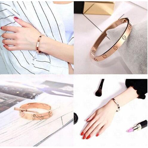 Vòng tay bằng thép titan mạ vàng hồng 18k | BigBuy360 - bigbuy360.vn