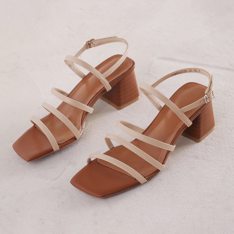 Giày Sandal DILY Phối Quai Thời Trang Gót Vuông 5cm _AA0229