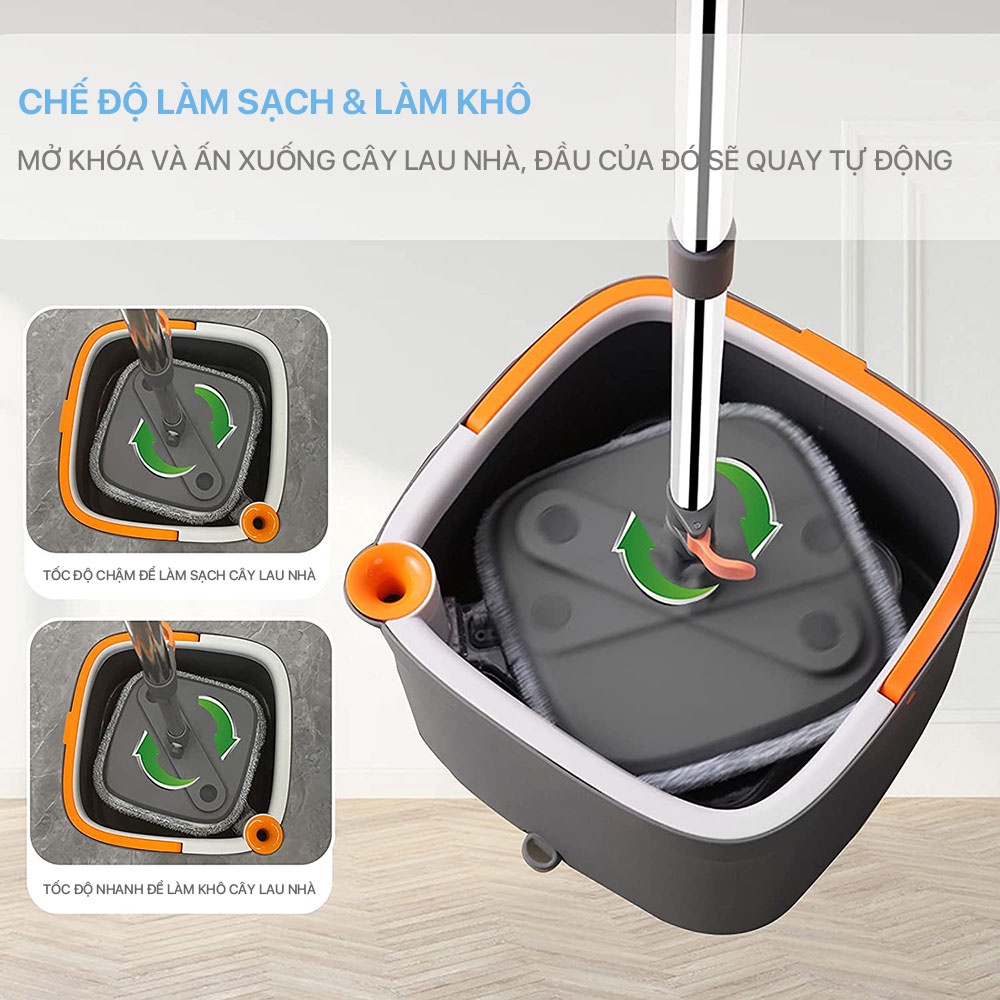 Cây Lau Nhà Và Xô Joybos JBS-ZXTB-M16 - Bộ Lau Nhà Tự Vắt 2 Ngăn Riêng Biệt  tách Nước Bẩn