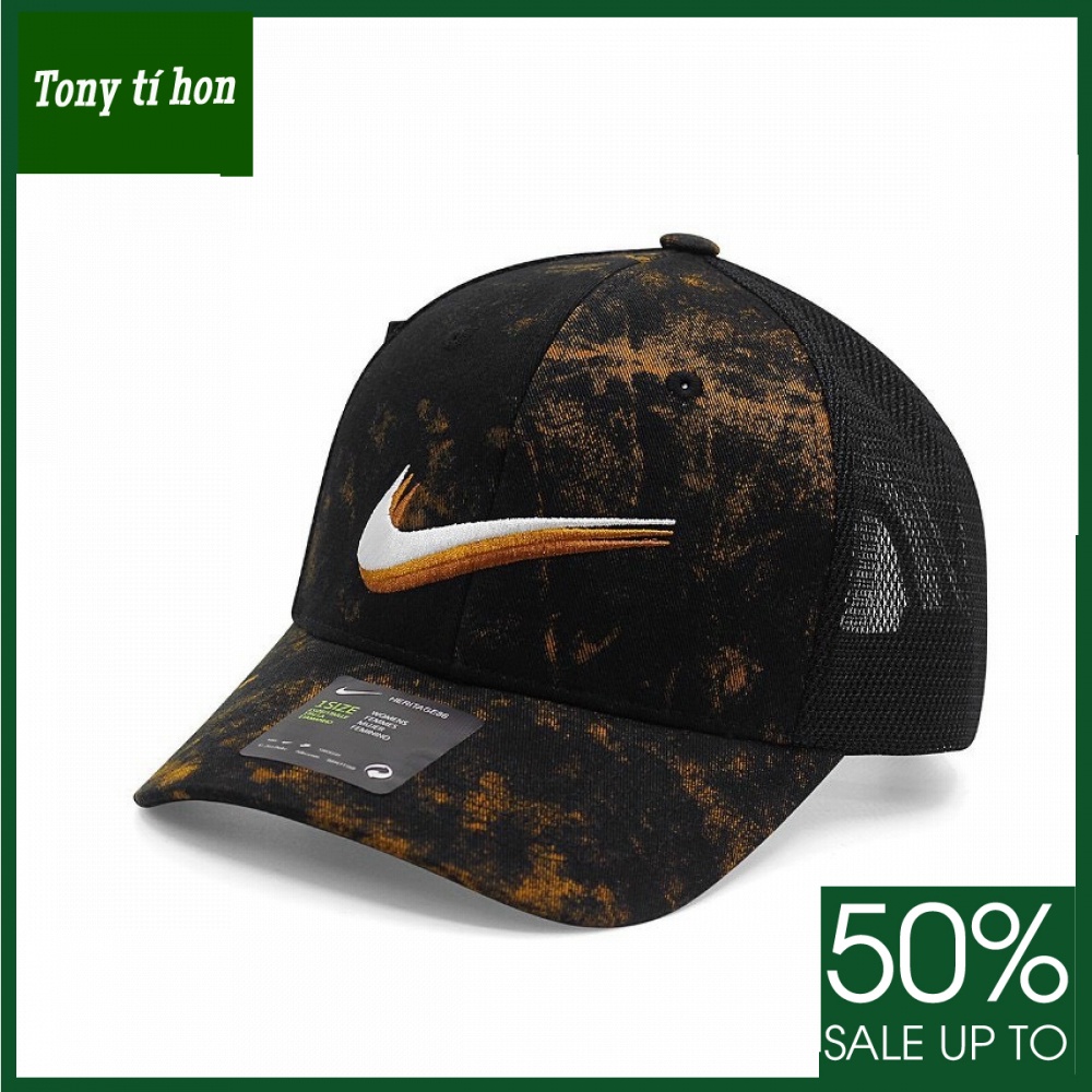 Tony tí hon_ tặng quà khi mua_ Mũ nón kết lưỡi trai nam nữ Ni.ke đen cam loang phối lưới cao cấp