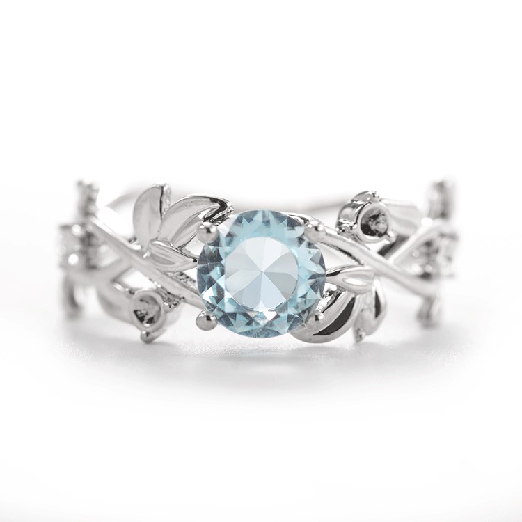 Nhẫn bạc nữ Lá oliu mặt đá xanh ngọc