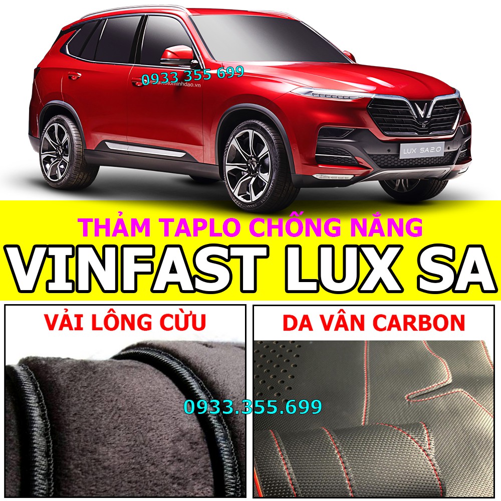 Thảm Taplo VINFAST LUX SA 2.0 bằng Nhung lông Cừu hoặc Da vân Carbon, Da vân Gỗ 2019 2020 2021 2022