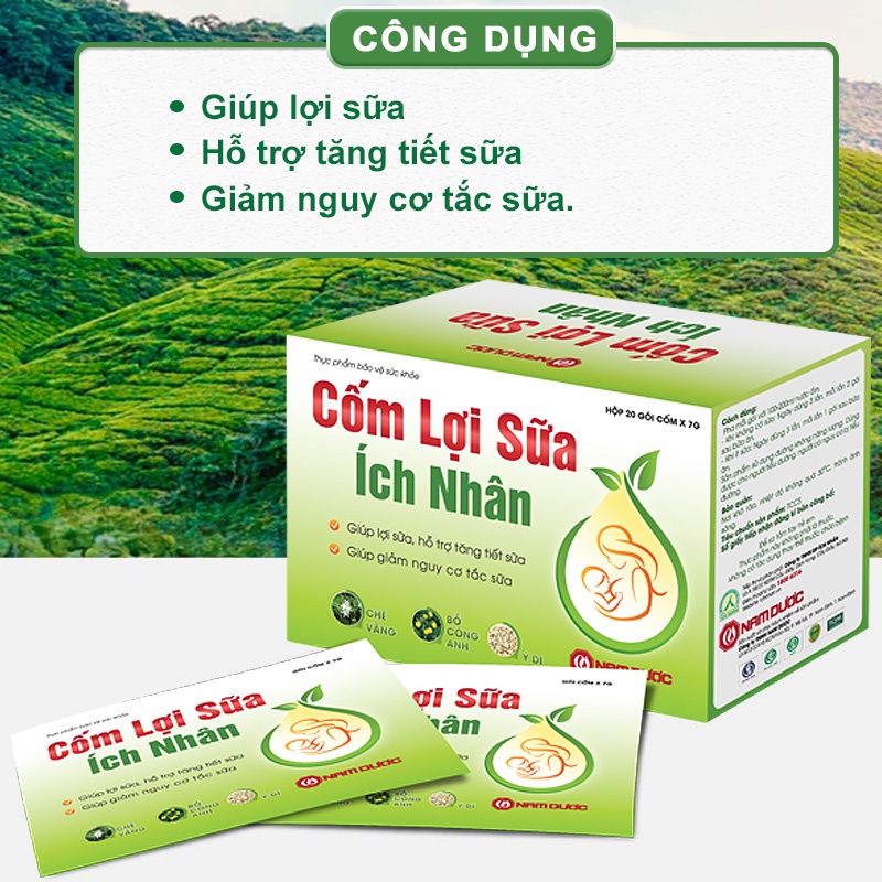 Cốm lợi sữa Ích Nhân hỗ trợ tăng tiết sữa, giảm căng, tắc - dành cho mẹ bầu hộp 20 gói CLS