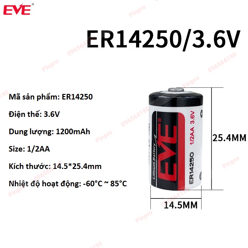 Pin EVE ER14250 3.6V 1/2AA 1200mAh PLC Delta, pin nhiệt kế ẩm