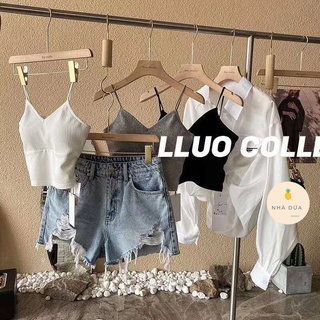 Áo Hai Dây croptop thun tôn dáng kèm mút ngực - Áo Lót Ngực Bra 2 Dây Len Tăm tập gym yoga thể thao Nhà Dứa