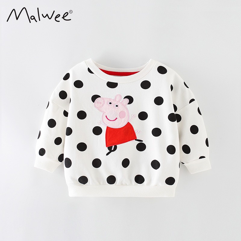 Áo Nỉ Da Cá Trắng Chấm Bi Peppa MW7611 cho Bé Gái 2-7 Tuổi Mẫu Mới 2022 - Jumping Beans Official Store