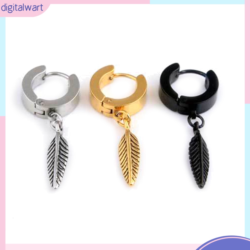 1 Chiếc Bông Tai Hình Lông Vũ Bằng Thép Không Gỉ Cá Tính Dành Cho Nam