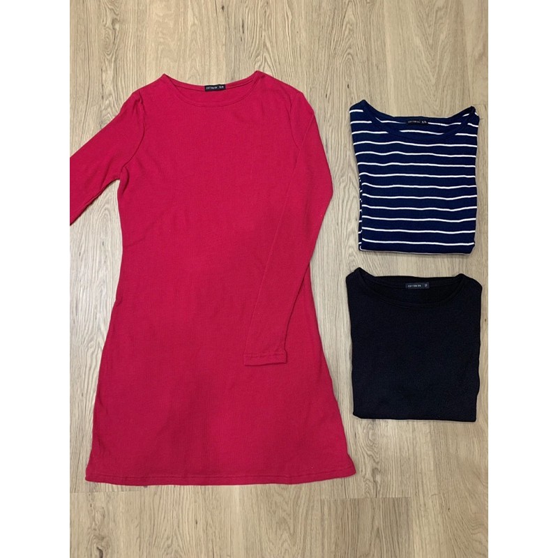ĐẦM THUN LEN DÀI TAY hiệu COTTON ON