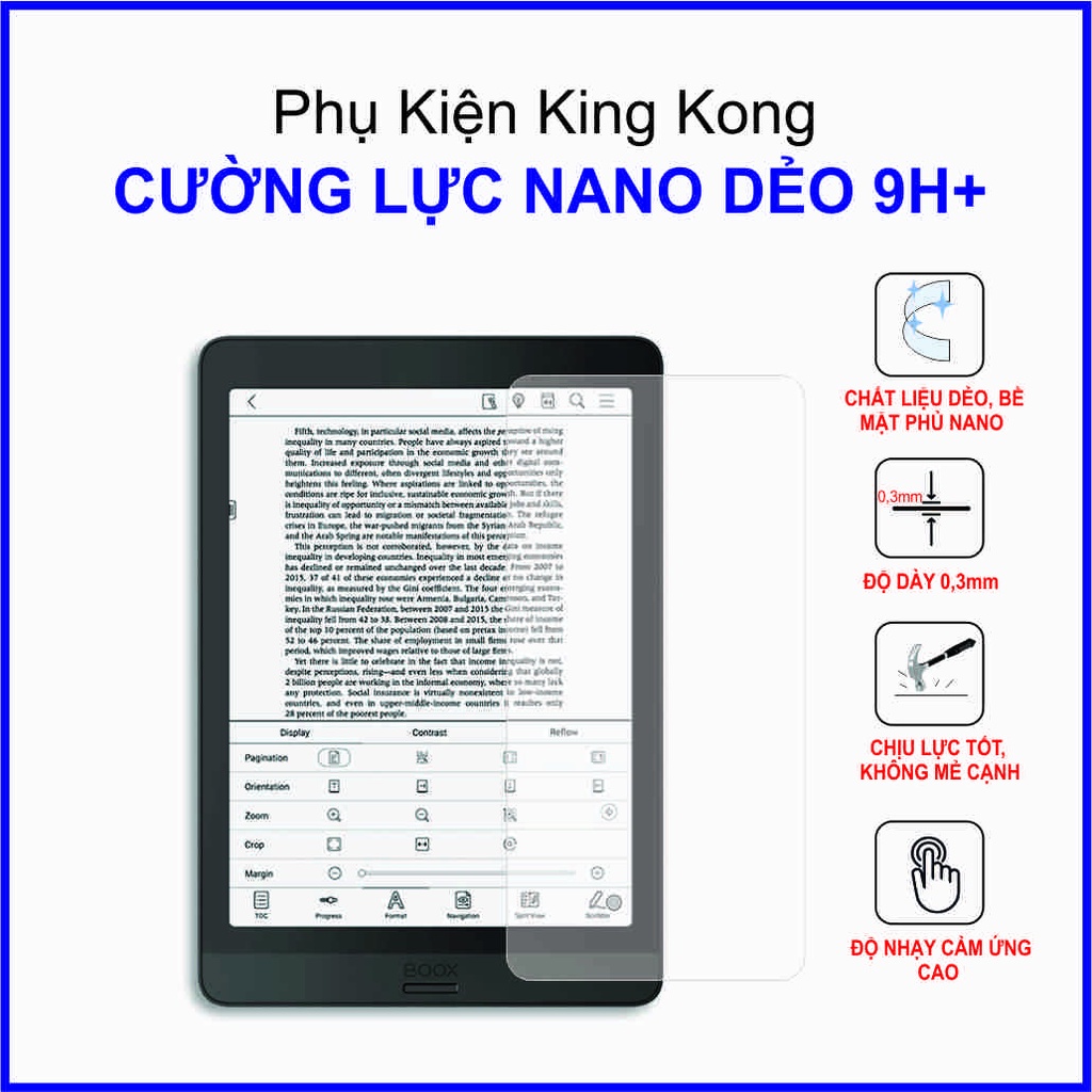 Dán cường lực máy đọc sách Boox Nova 3 , cường lực nano dẻo 9H+
