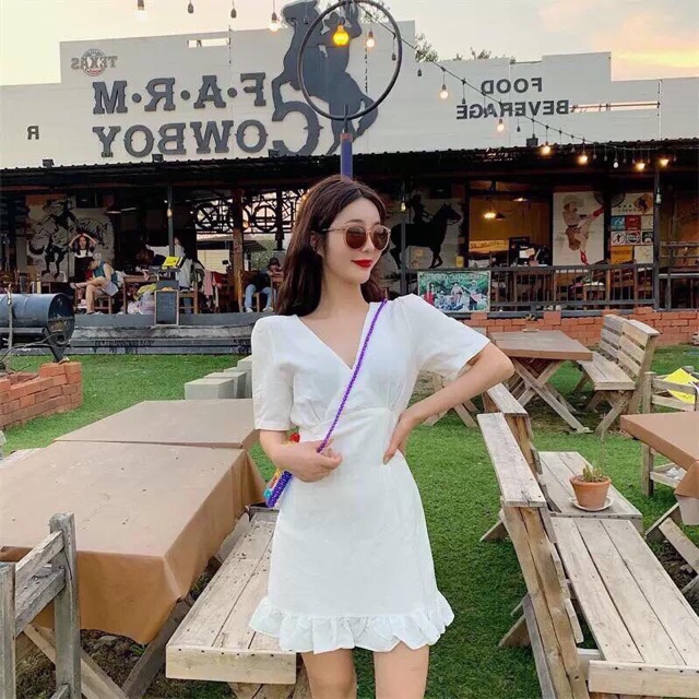 ĐẦM ĐẮP CHÉO CHÂN BÈO CỔ V TRẮNG/HỒNG KT