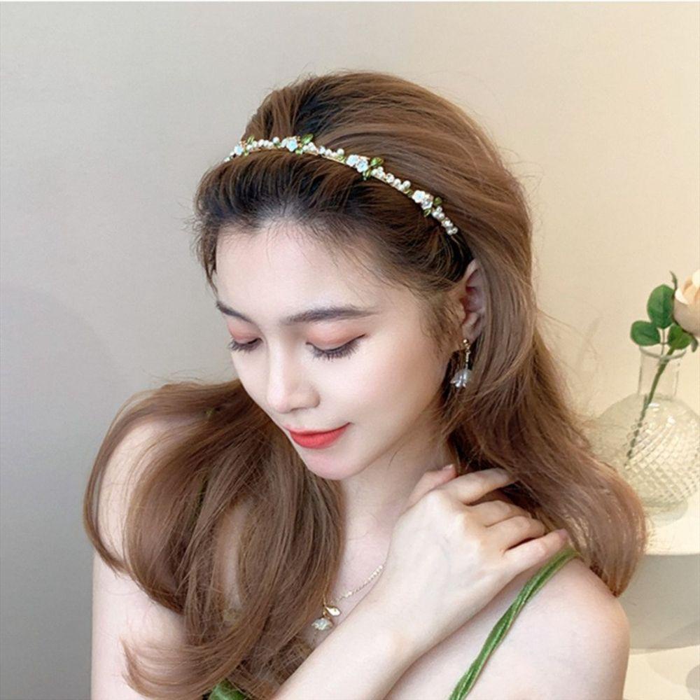 Băng Đô Cài Tóc Họa Tiết Lá Xanh Thanh Lịch Cho Nữ WMES15H