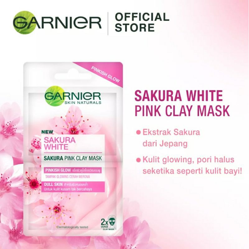 (Hàng Mới Về) 1 Mặt Nạ Đất Sét Garnier Sakura (2 Mặt Nạ 6ml) Cho 2 Mặt Nạ Đất Sét Trắng