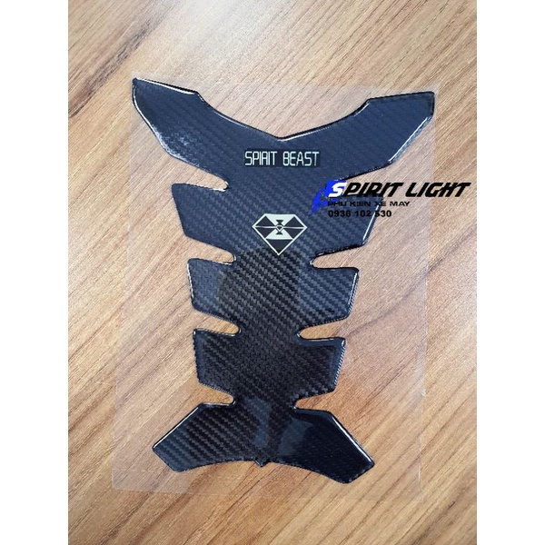 Tem Decal xương cá vân carbon (cac bon, cat bon) Spirit Beast dán ốp bình xăng mô tô phân khối lớn moto PKL decan hãng