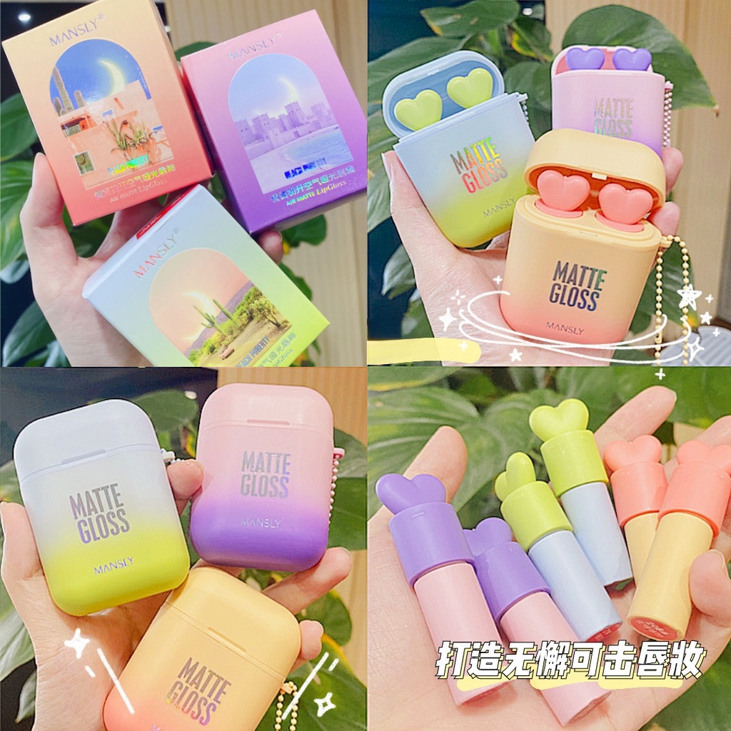 [Hàng mới về] Hộp son môi MANSLY 2 màu sắc dưỡng ẩm lâu trôi cao cấp