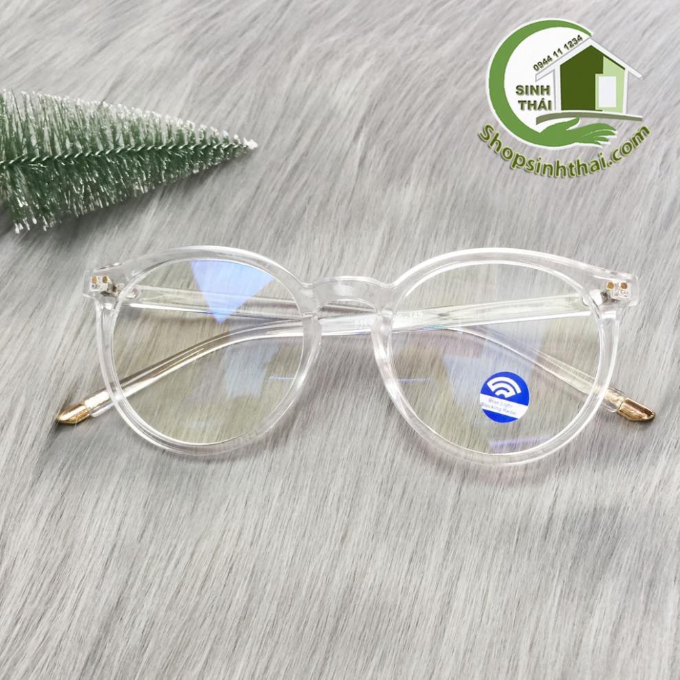 Mắt kính gọng nhựa màu trắng, mẫu tròn bầu cao cấp Blue light ( giá sỉ )