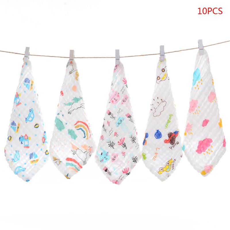 Yếm Ăn Bằng Cotton In Họa Tiết Hoạt Hình Dễ Thương Cho Bé