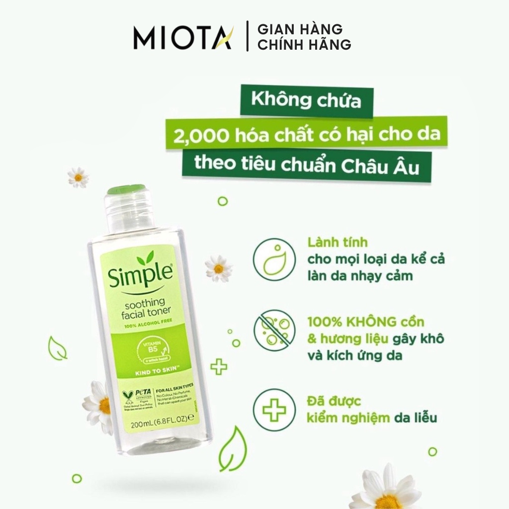 Combo Nước Hoa Hồng Simple Và Nước Tẩy Trang Derladie Làm Dịu Và Cân Bằng Độ Ẩm Cho Da 200ml